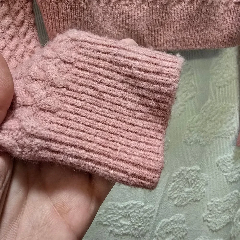 JCrew Crewcuts Girls Pink Merino Alpaca Cropped Cardigan Rhinestone Bow XL 12-13